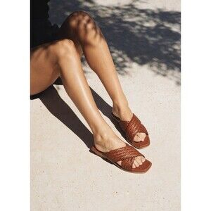 Bembien Tosca Slide Brown Woven Leather Summer Sandal Sz 40 EU Sz 9.5 US